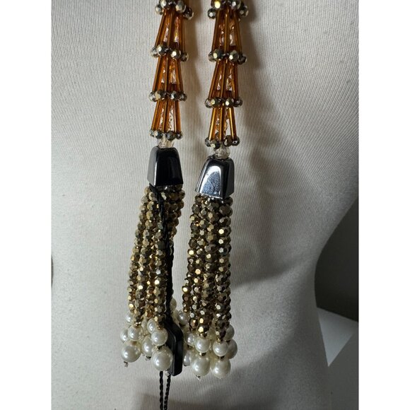 Max Mara Zinnia Wrap Beaded Ribbon Necklace NWT $250 - Picture 3 of 9